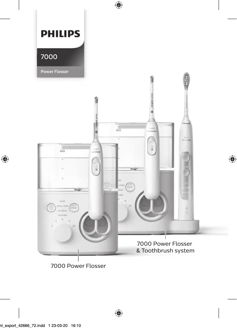 Image de la première page du manuel de l'appareil Sonicare Power Flosser 7000 HX3911