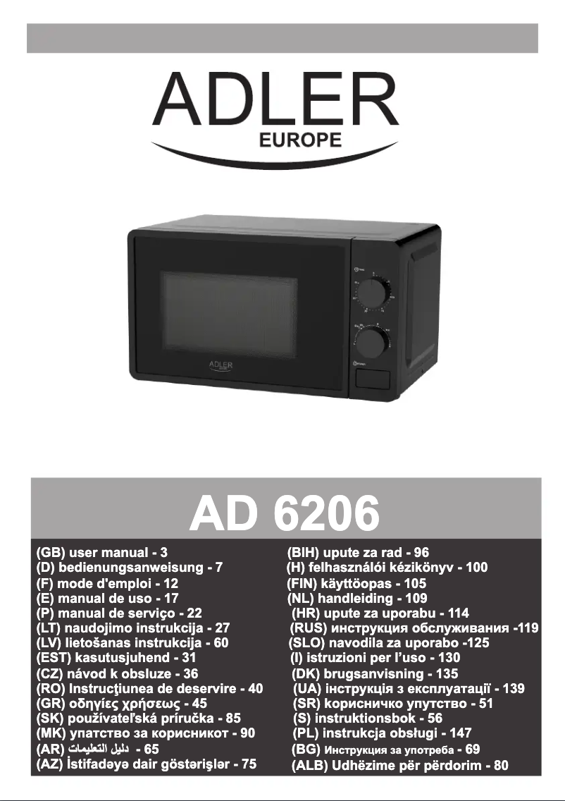 Image de la première page du manuel de l'appareil AD 6206