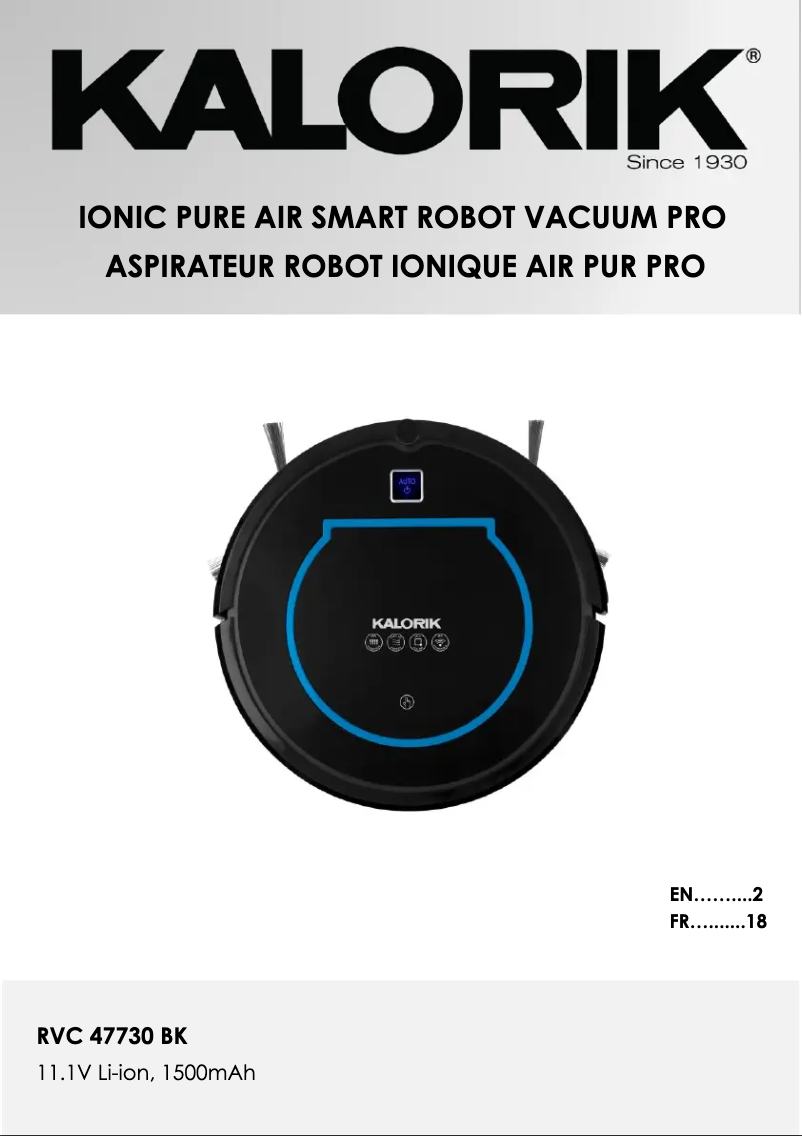 Page 1 de la notice Manuel utilisateur Kalorik RVC 47730