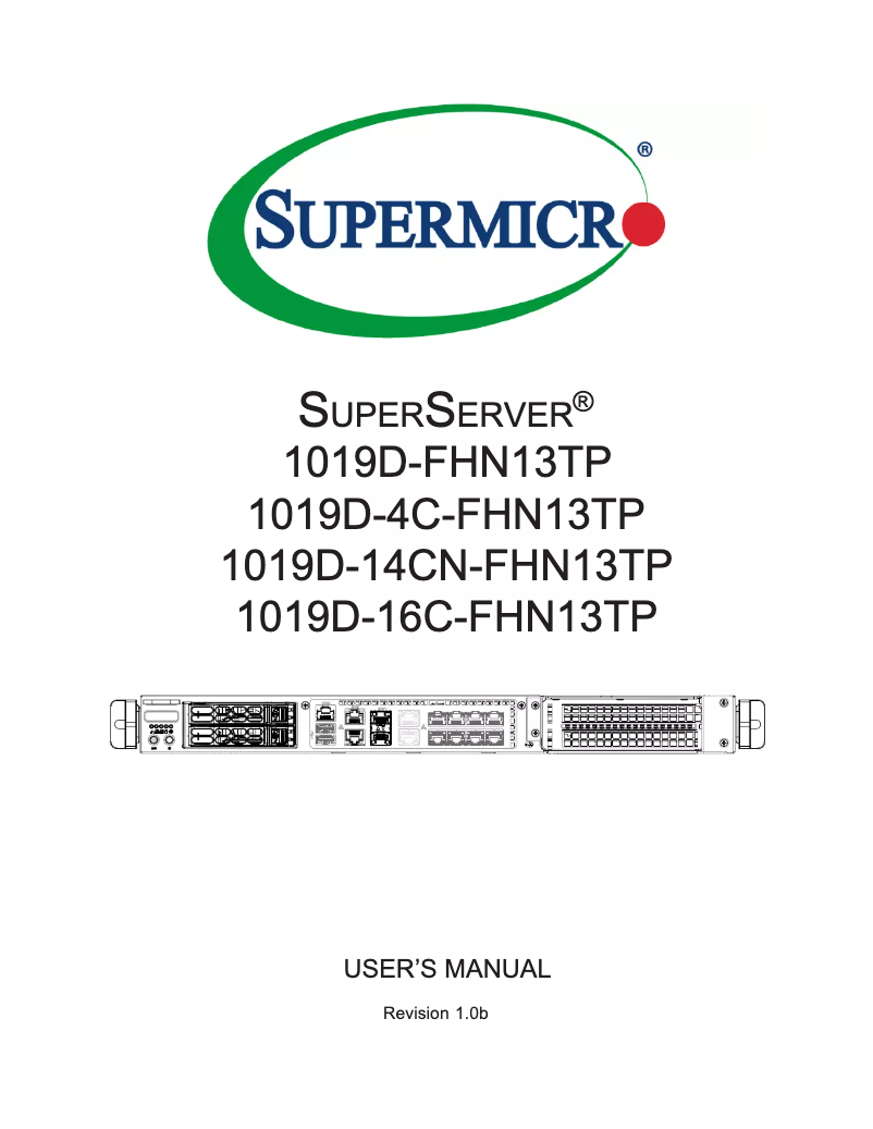 Page 1 de la notice Manuel utilisateur Supermicro SuperServer 1019D-14CN-FHN13TP