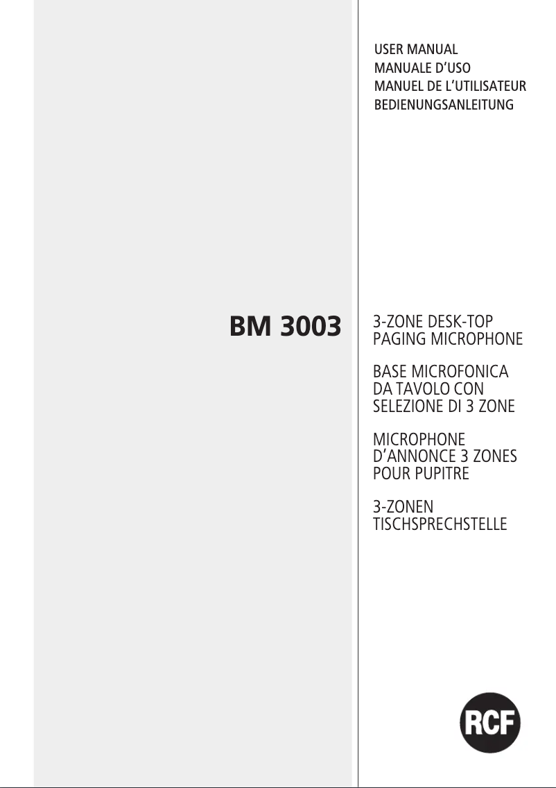 Página 1 del manual Manual de usuario RCF BM 3003