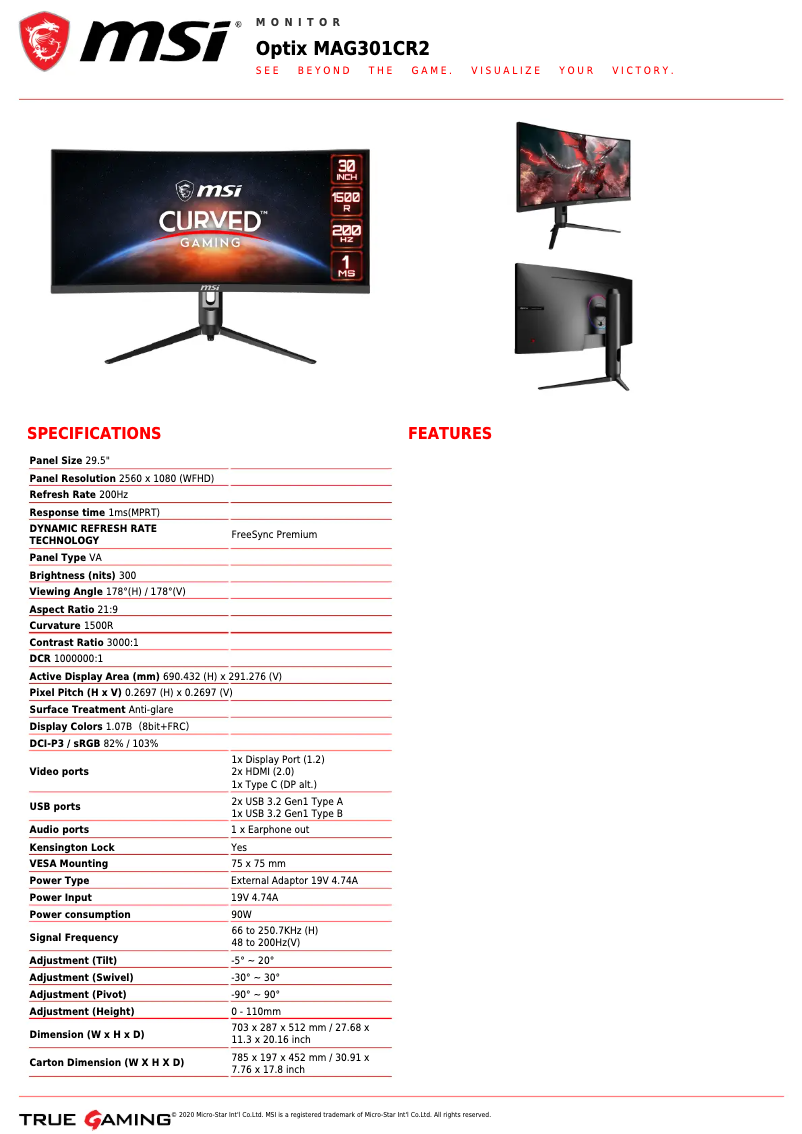Imagen de la primera página del manual del dispositivo Optix MAG301CR2