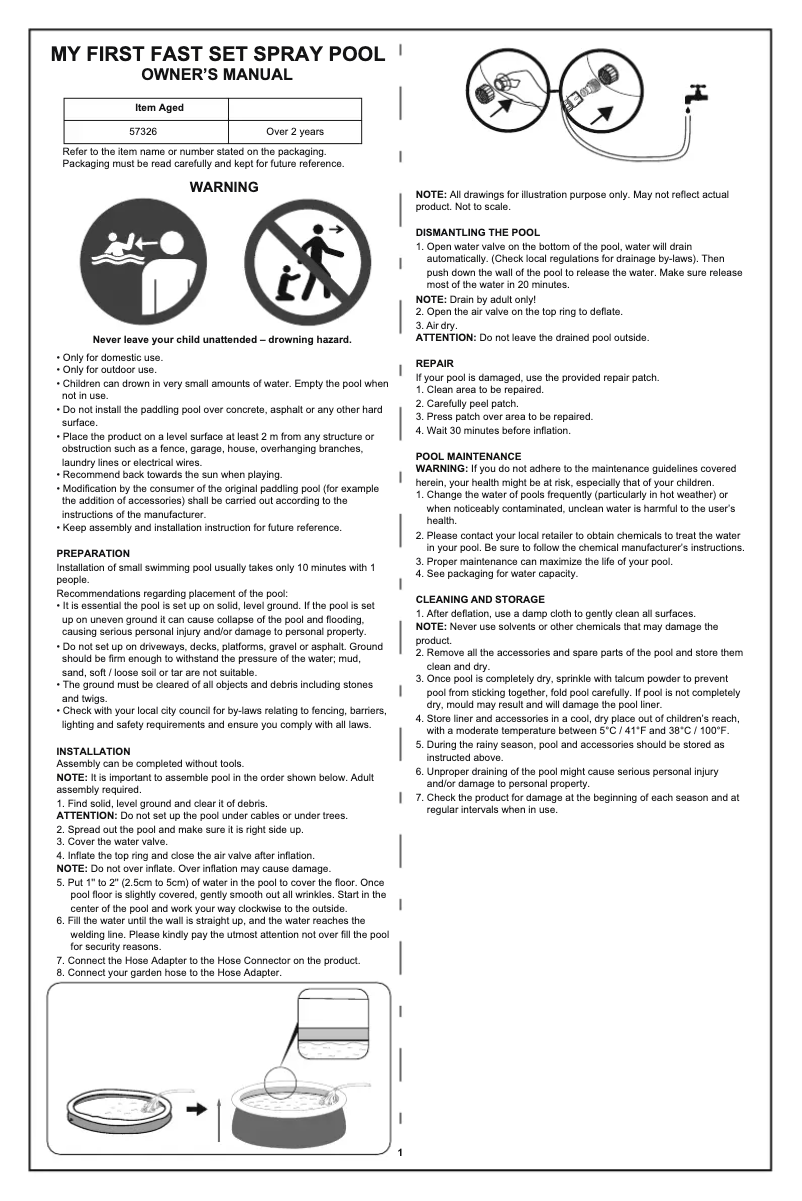 Page 1 de la notice Manuel utilisateur Bestway 57326