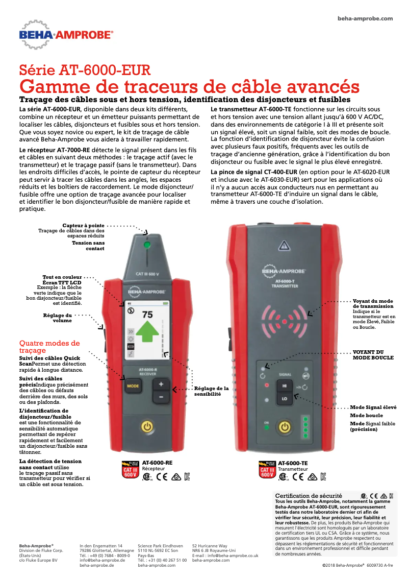 Page n°1 - Fiche technique Beha-Amprobe AT-6020-EUR