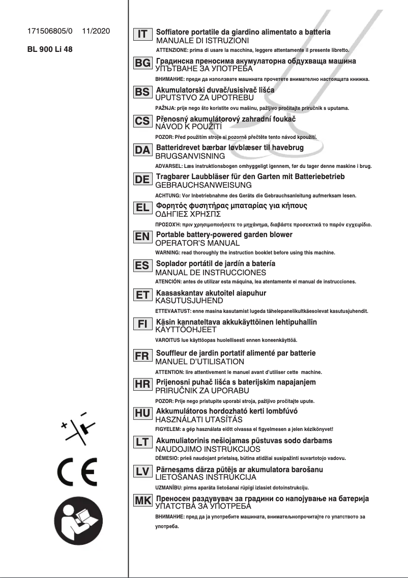 Page n°1 - Manuel utilisateur Stiga BL 900e