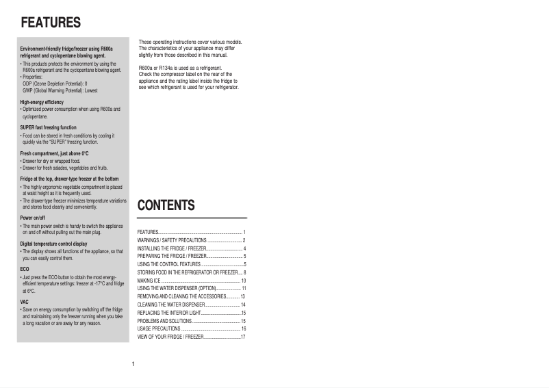 Page 1 de la notice Manuel utilisateur Samsung RL39WBMS