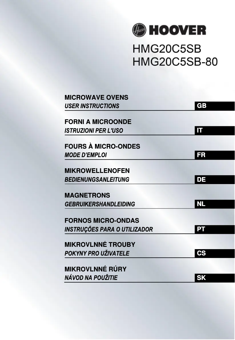Página 1 del manual Manual de instrucciones Hoover HMG20C5SB