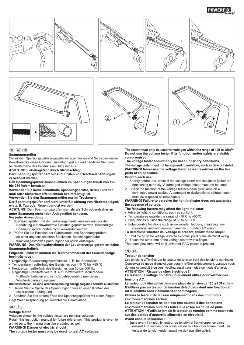 Page 1 de la notice Manuel utilisateur Powerfix HG03860
