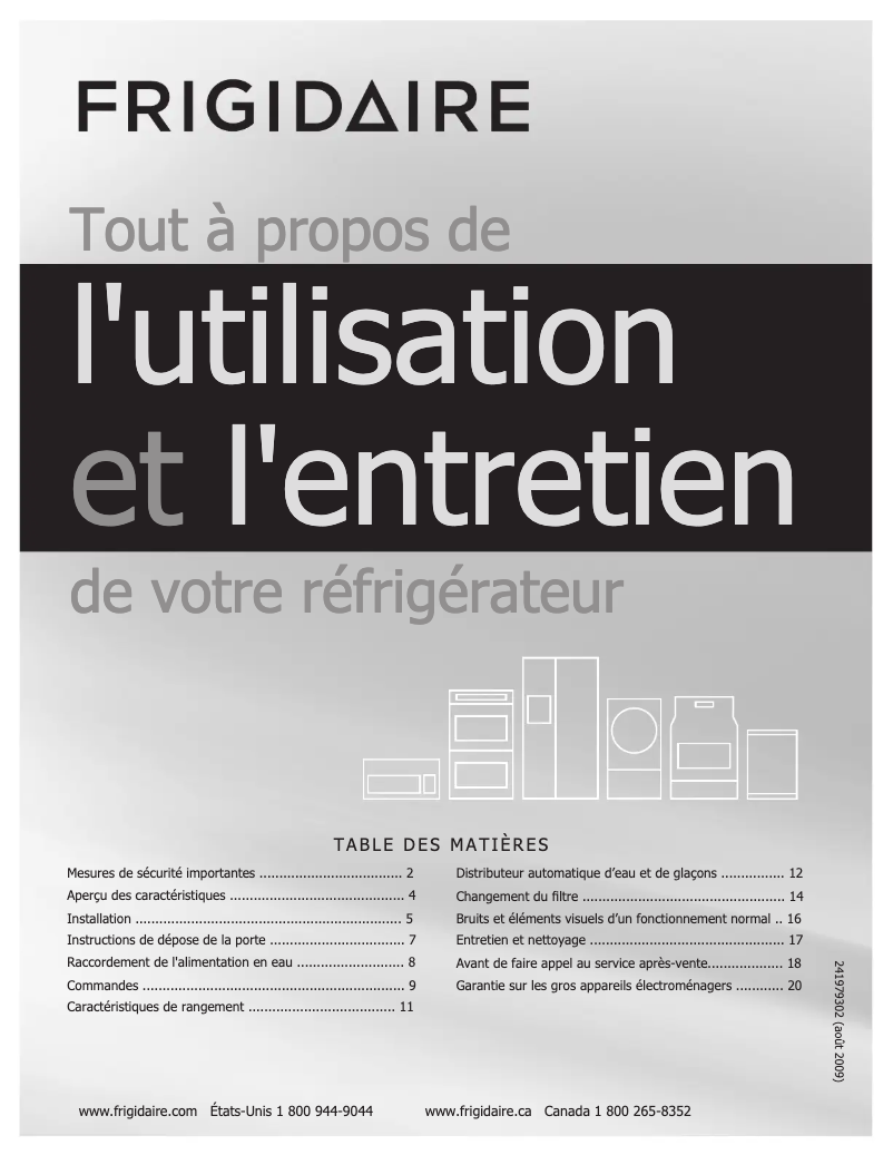 Page n°1 - Manuel utilisateur Frigidaire FGHS2634KB