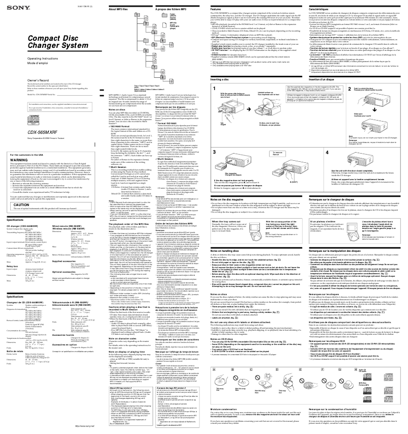 Página 1 del manual Manual de usuario Sony CDX-565MXRF