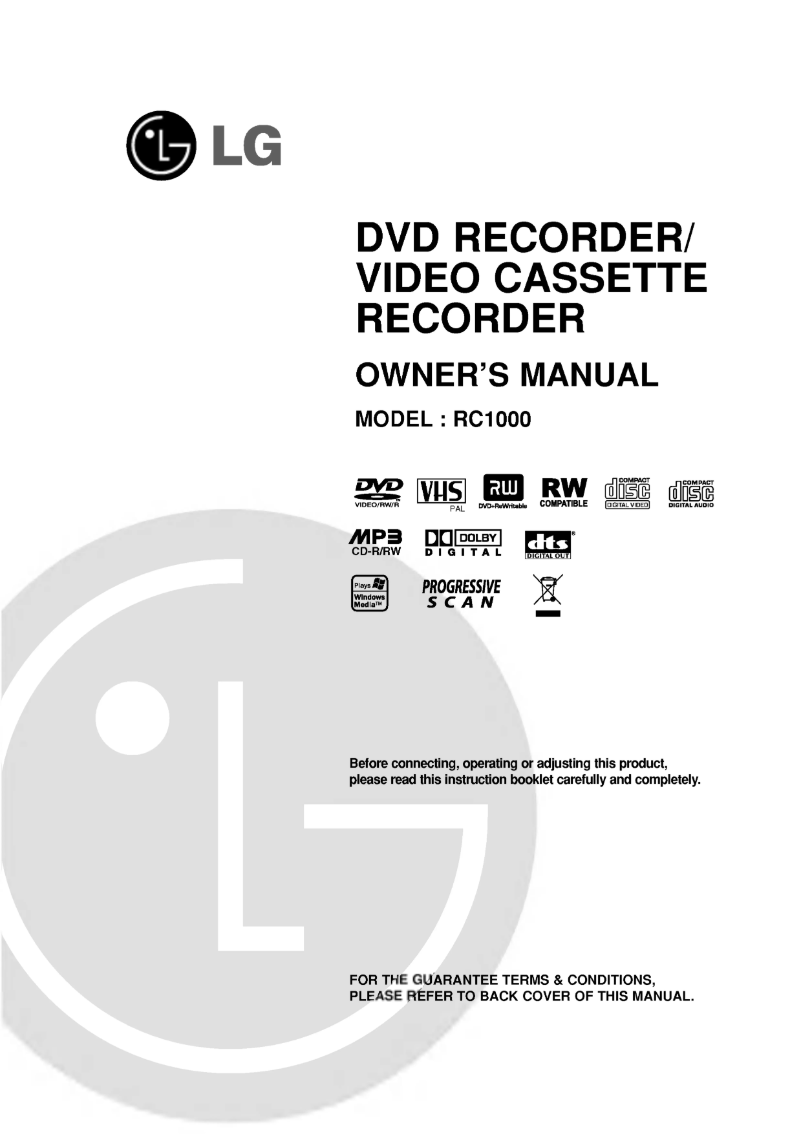 Page n°1 - Manuel utilisateur LG RC67103P1