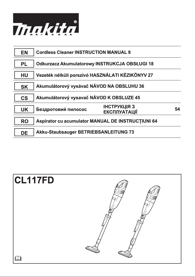 Page n°1 - Manuel utilisateur Makita CL117FD