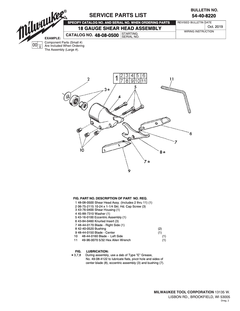 Page n°1 - Manuel utilisateur Milwaukee 48-44-0122