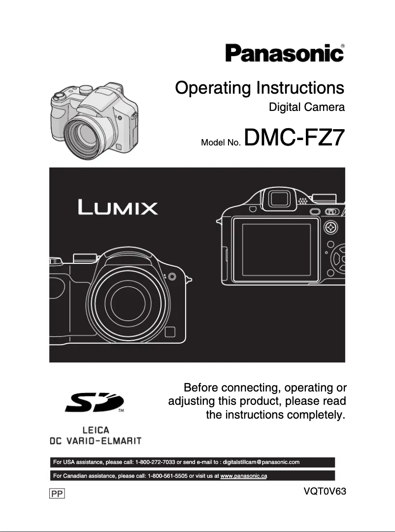Page 1 de la notice Manuel utilisateur Panasonic Lumix DMC-FZ7