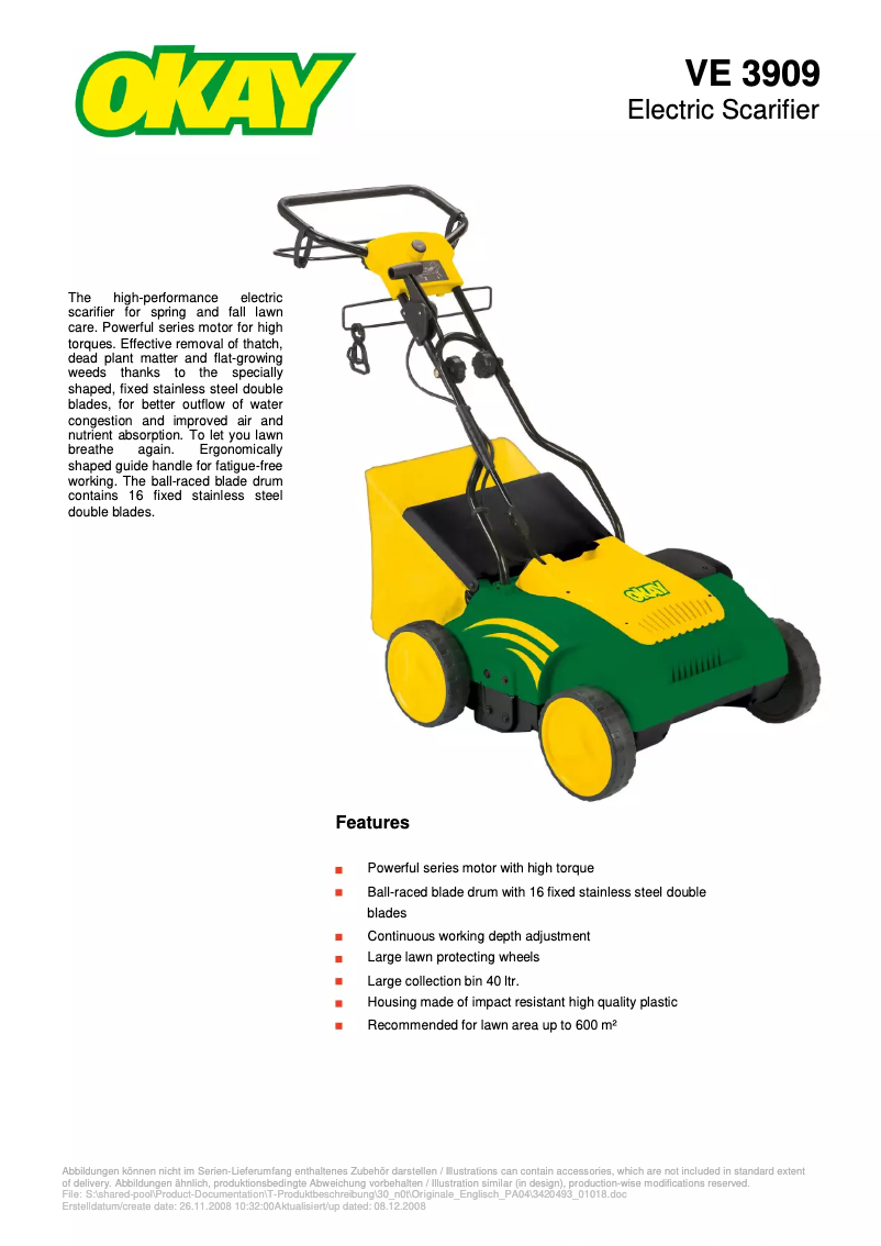 Image de la première page du manuel de l'appareil VE 3909