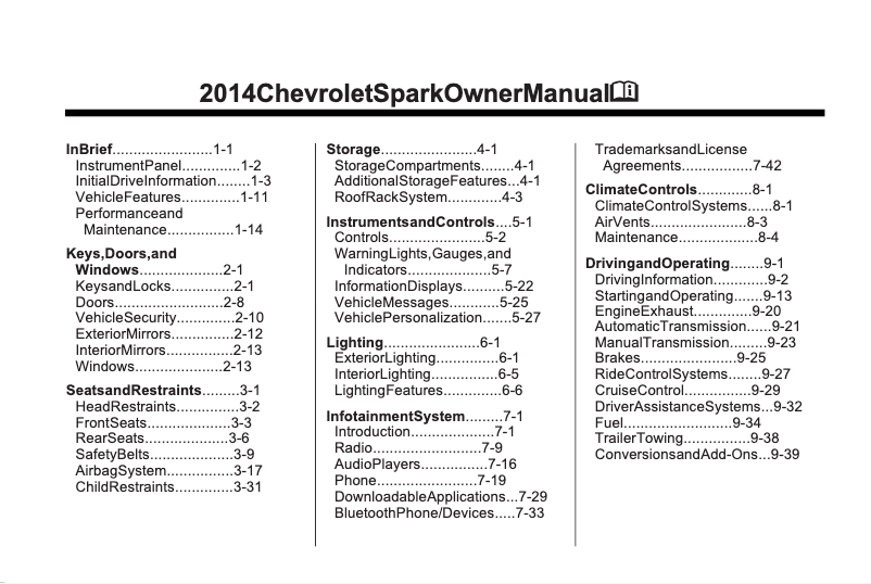 Image de la première page du manuel de l'appareil Spark (2014)