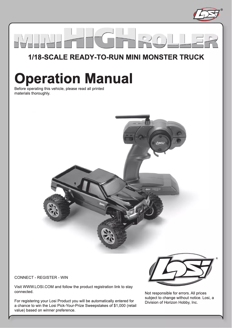 Image de la première page du manuel de l'appareil 1/18 Mini HIGHroller RTR