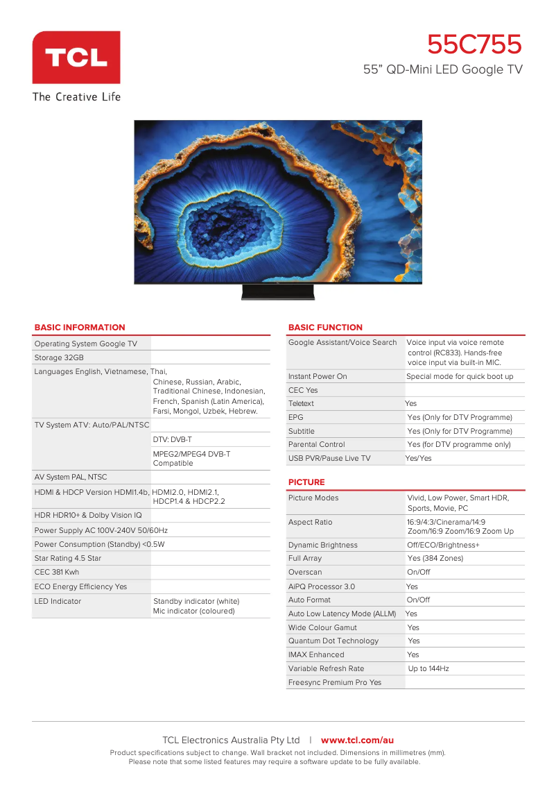 First page image of the manual for 55C755
