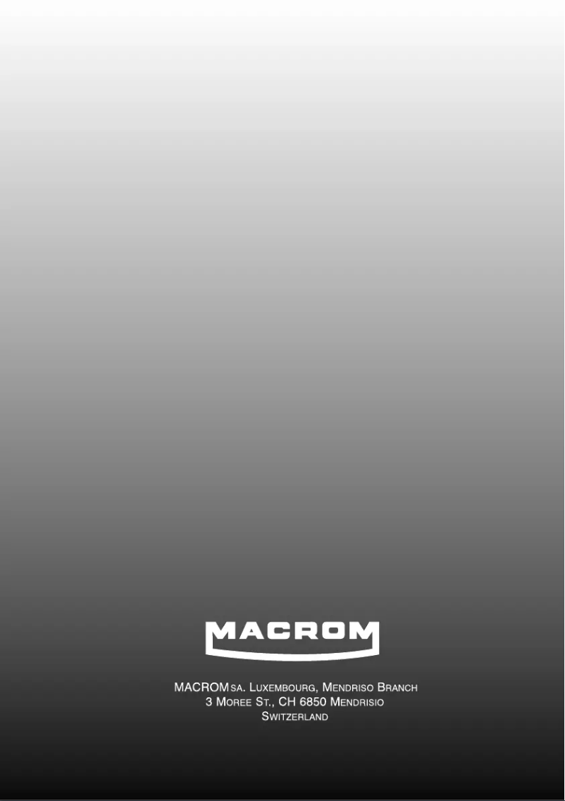 Page n°1 - Manuel utilisateur Macrom M1A.1500D