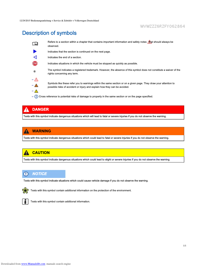 Page 1 de la notice Manuel utilisateur Volkswagen Polo (2009)