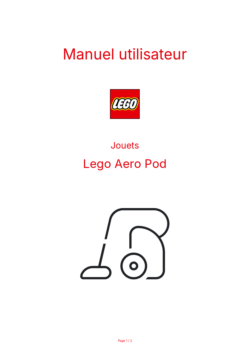 Page n°1 - Manuel utilisateur Lego Aero Pod