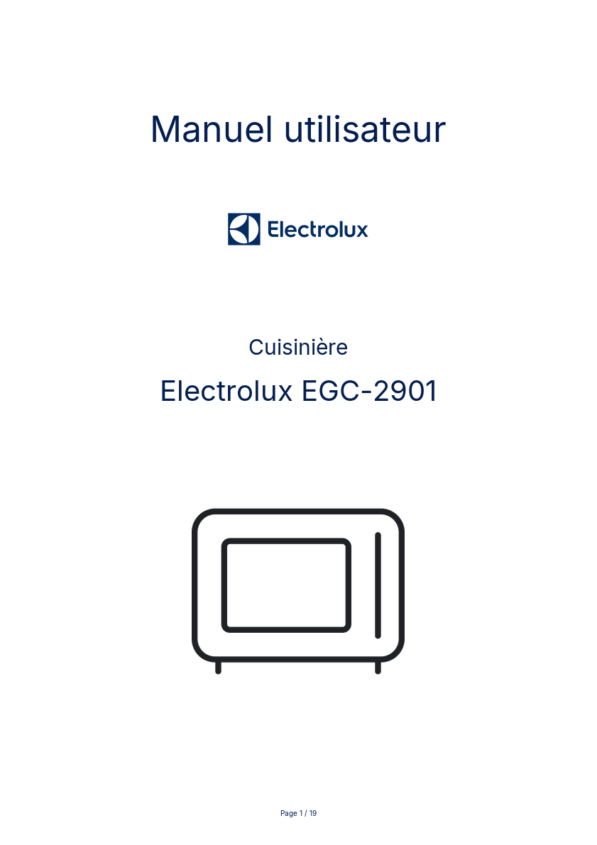 Page n°1 - Manuel utilisateur Electrolux EGC-2901