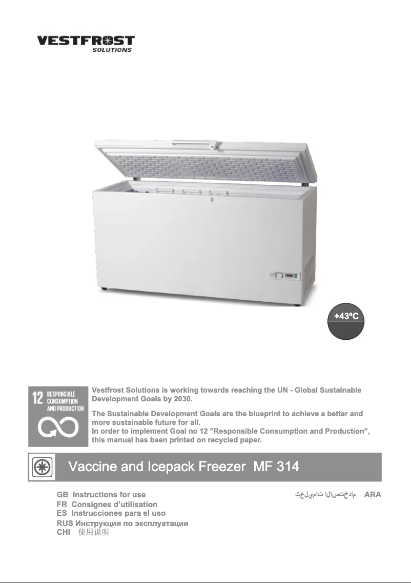 Page n°1 - Manuel utilisateur Vestfrost MF 314