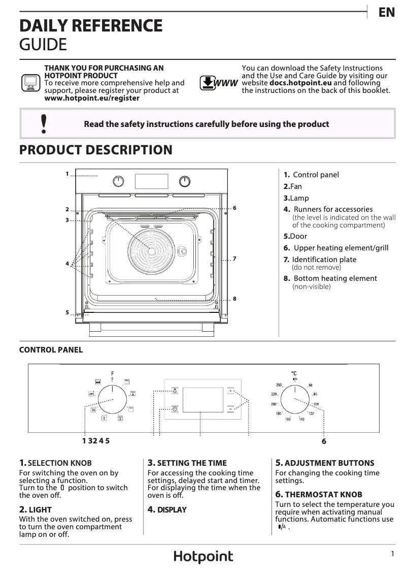 Page n°1 - Manuel utilisateur Hotpoint SA4 544 C IX