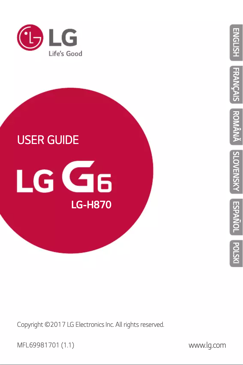 Page 1 de la notice Manuel utilisateur LG G6 Plus