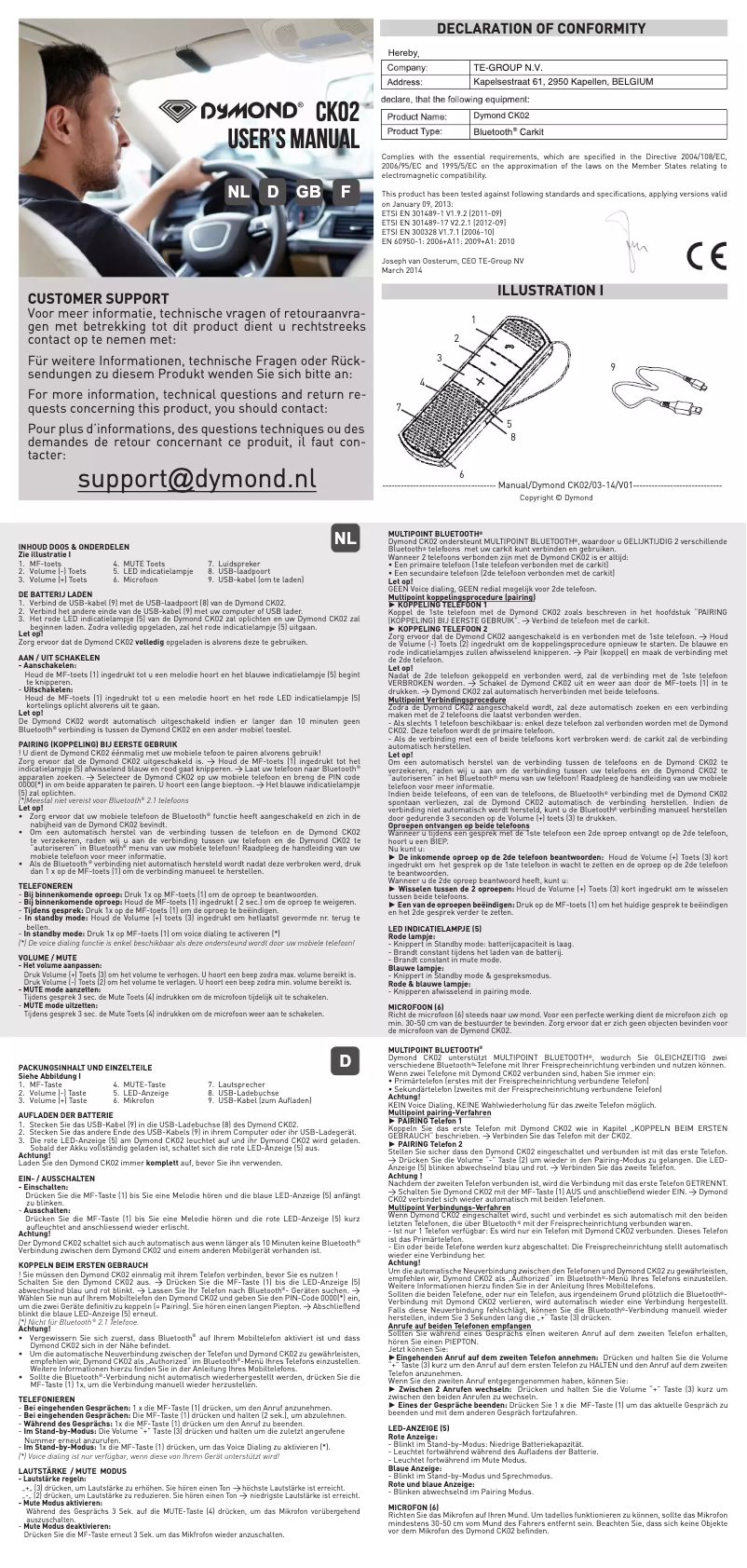 Page 1 de la notice Manuel utilisateur Dymond CK02