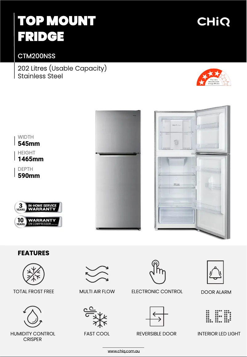 Página 1 del manual Ficha técnica CHiQ CTM200NSS