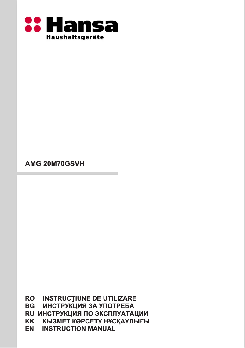 Page n°1 - Manuel utilisateur Hansa AMG20M70GSVH
