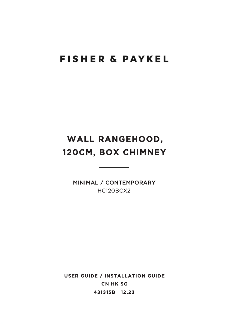 Page 1 de la notice Manuel utilisateur Fisher & Paykel HC120BCX2