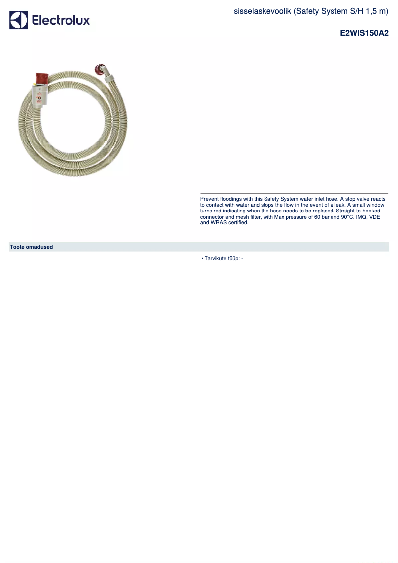 Image de la première page du manuel de l'appareil E2WIS150A2