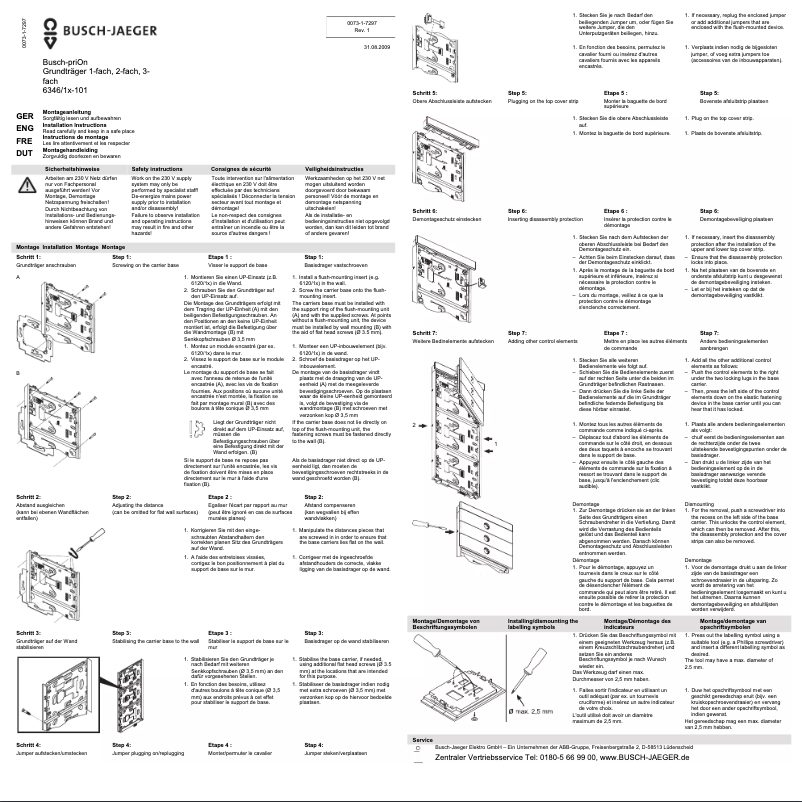 Page 1 de la notice Manuel utilisateur Busch-Jaeger 2CKA006310A0134