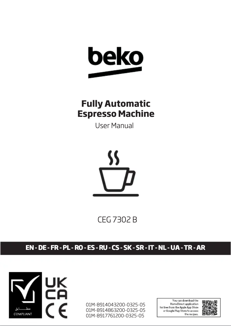 Page 1 de la notice Manuel utilisateur Beko CEG 7302 B