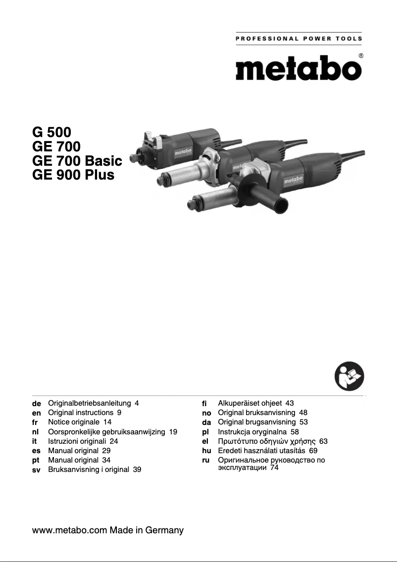 Page n°1 - Manuel utilisateur Metabo GE 900 Plus