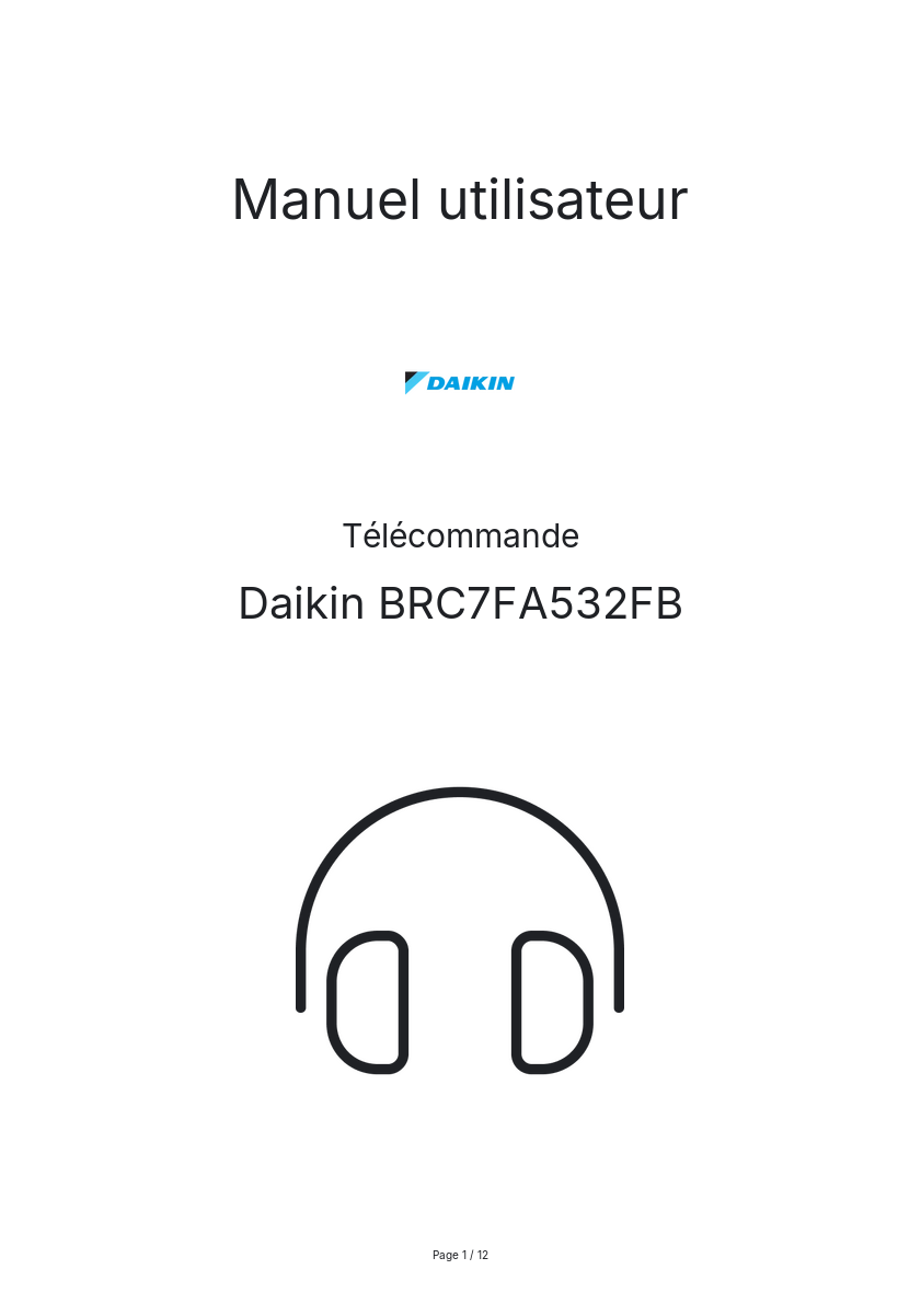 Image de la première page du manuel de l'appareil BRC7FA532FB