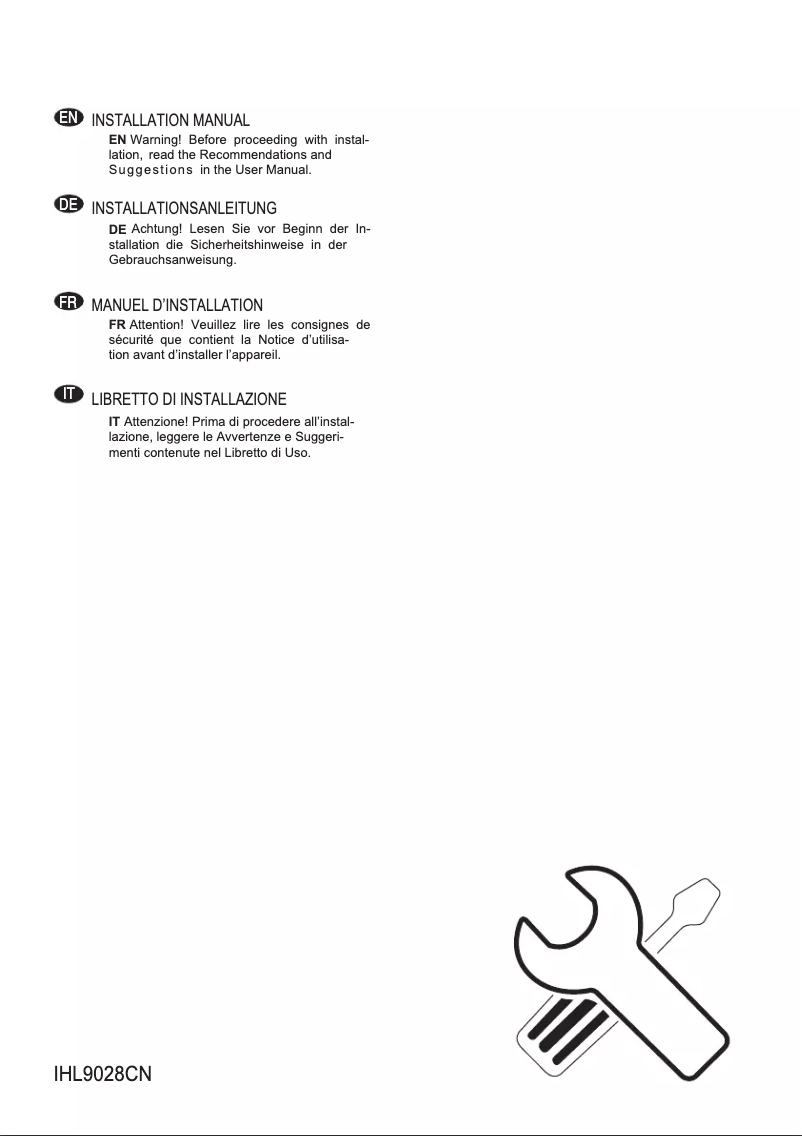 Page n°1 - Guide d'installation Electrolux IHL9028CN