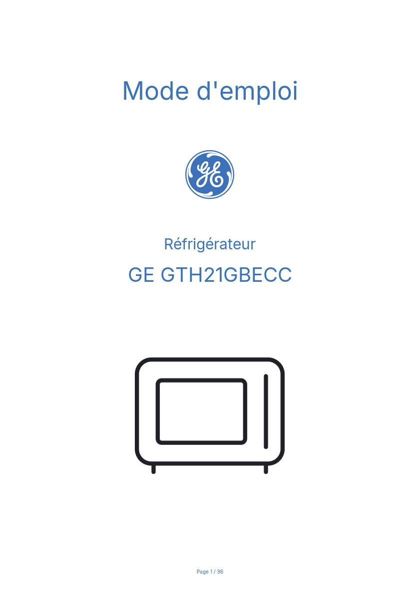 Page n°1 - Mode d'emploi GE GTH21GBECC