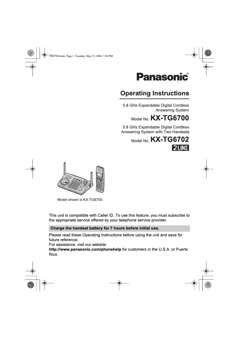Página 1 del manual Manual de usuario Panasonic KX-TG6702