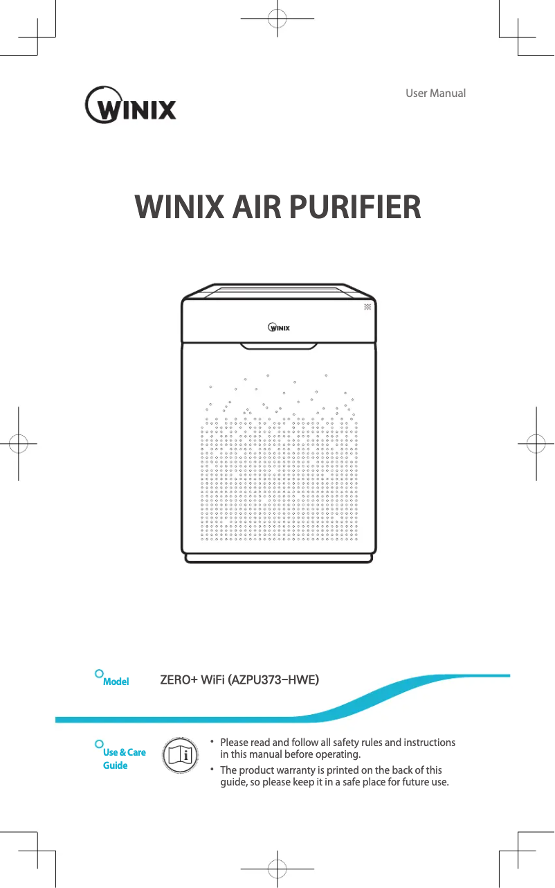 Page n°1 - Manuel utilisateur Winix Zero Pro