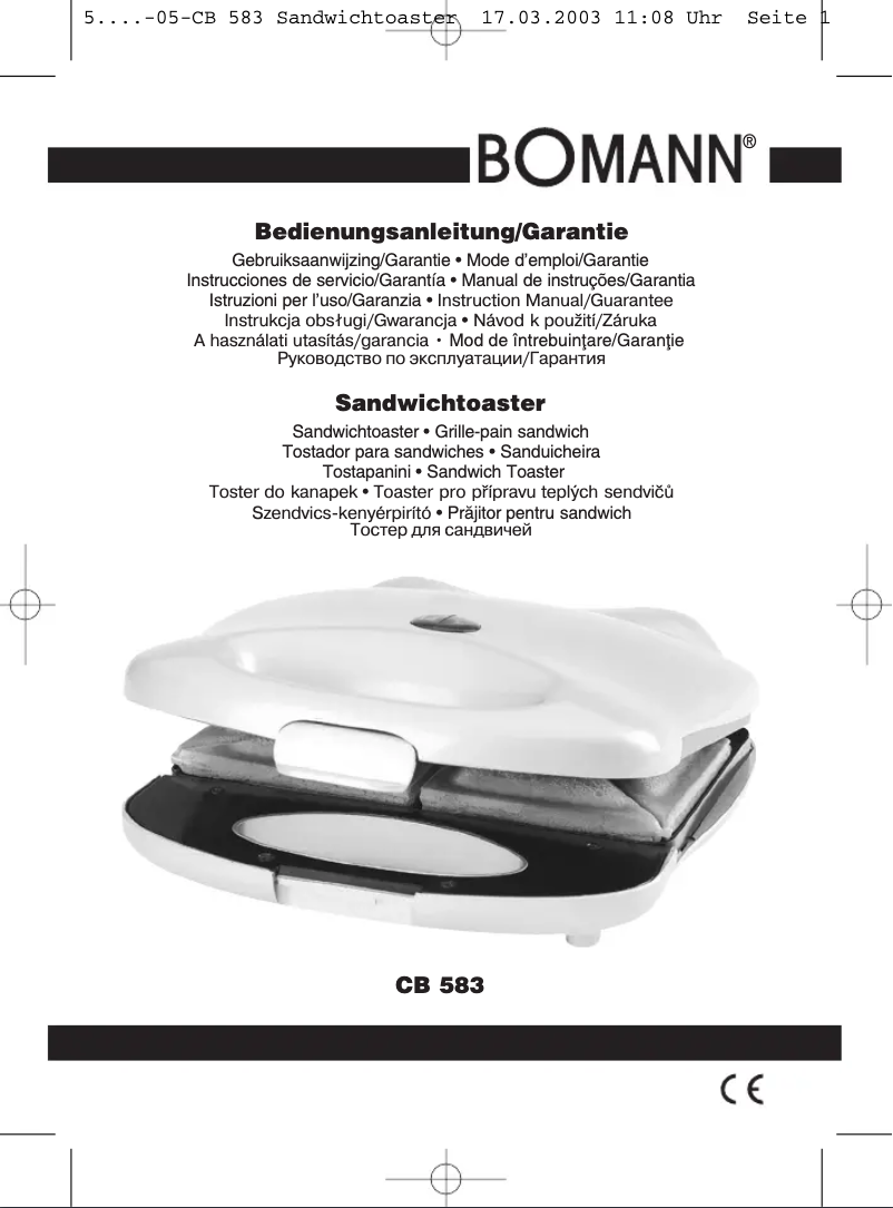 Page 1 de la notice Manuel utilisateur Bomann CB 583