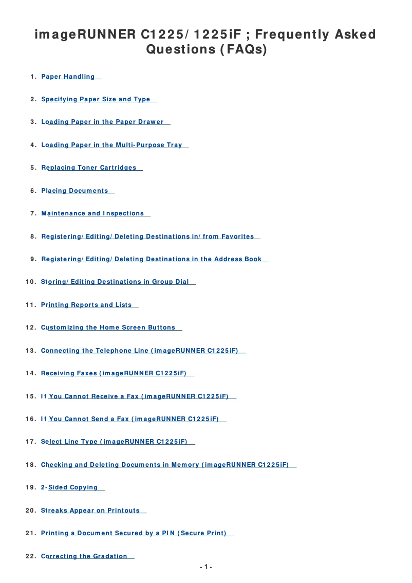 Image de la première page du manuel de l'appareil imageRUNNER C1225iF