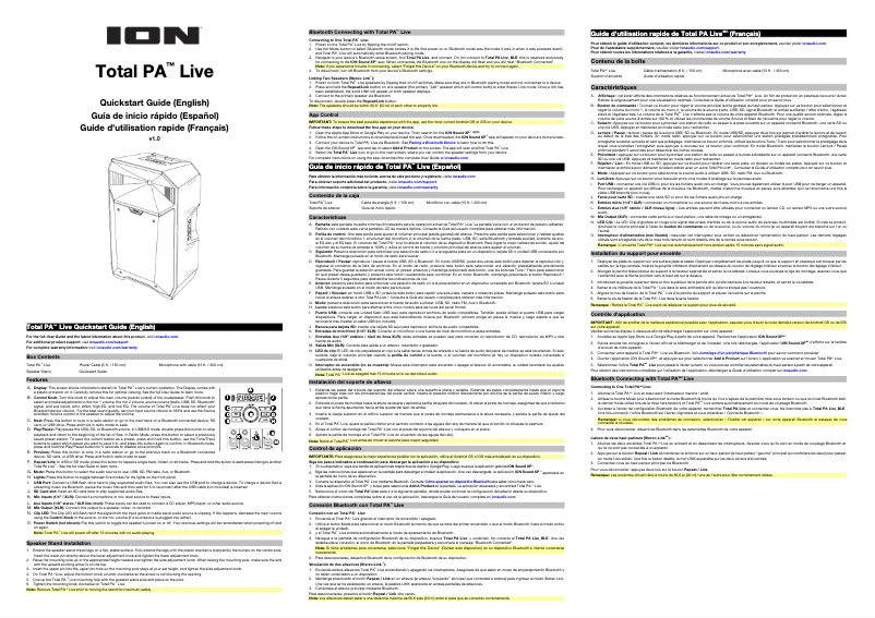 Página 1 del manual Guía de inicio rápido ION Total PA Live