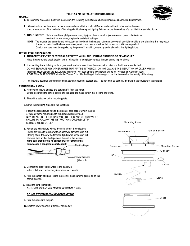 Page 1 de la notice Manuel utilisateur Hudson Valley Geneva 709-AGB