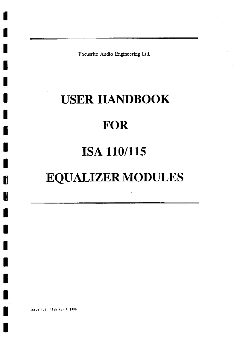Page 1 de la notice Manuel utilisateur Focusrite ISA 115
