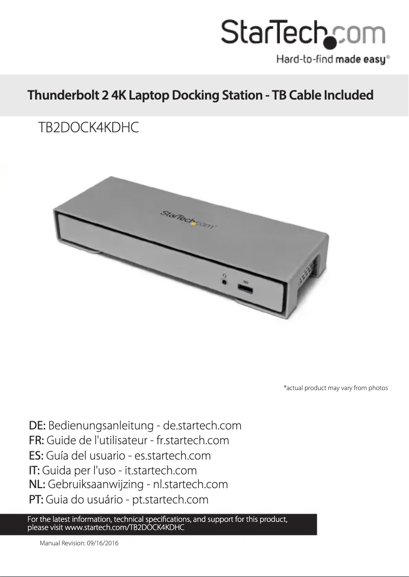 Image de la première page du manuel de l'appareil TB2DOCK4KDHC