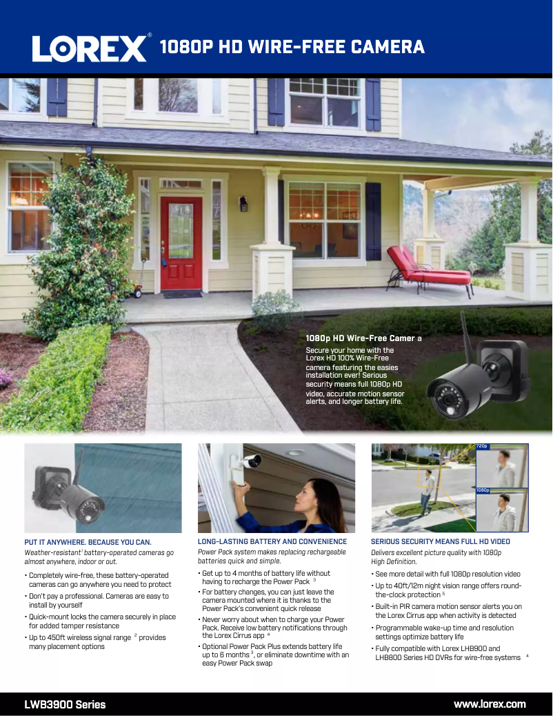 Page 1 de la notice Fiche technique Lorex LWB3901AC1B