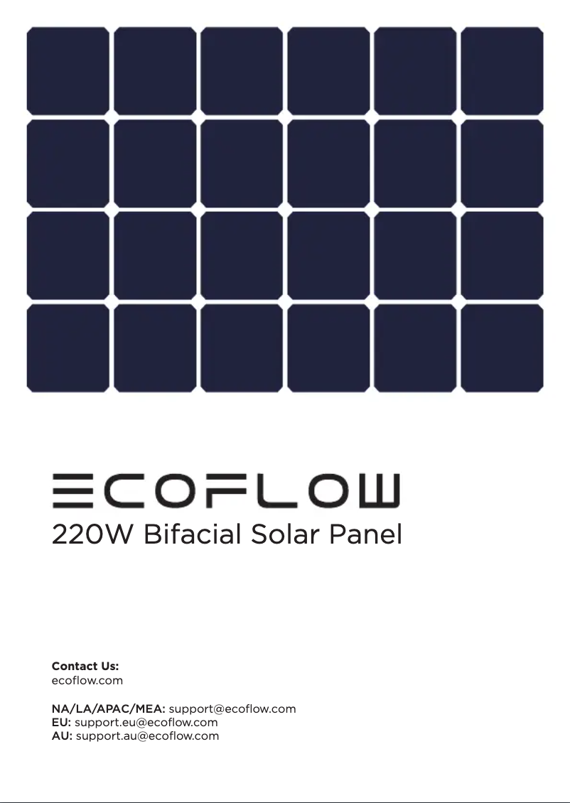 Page n°1 - Manuel utilisateur EcoFlow 220W Bifacial Solar Panel